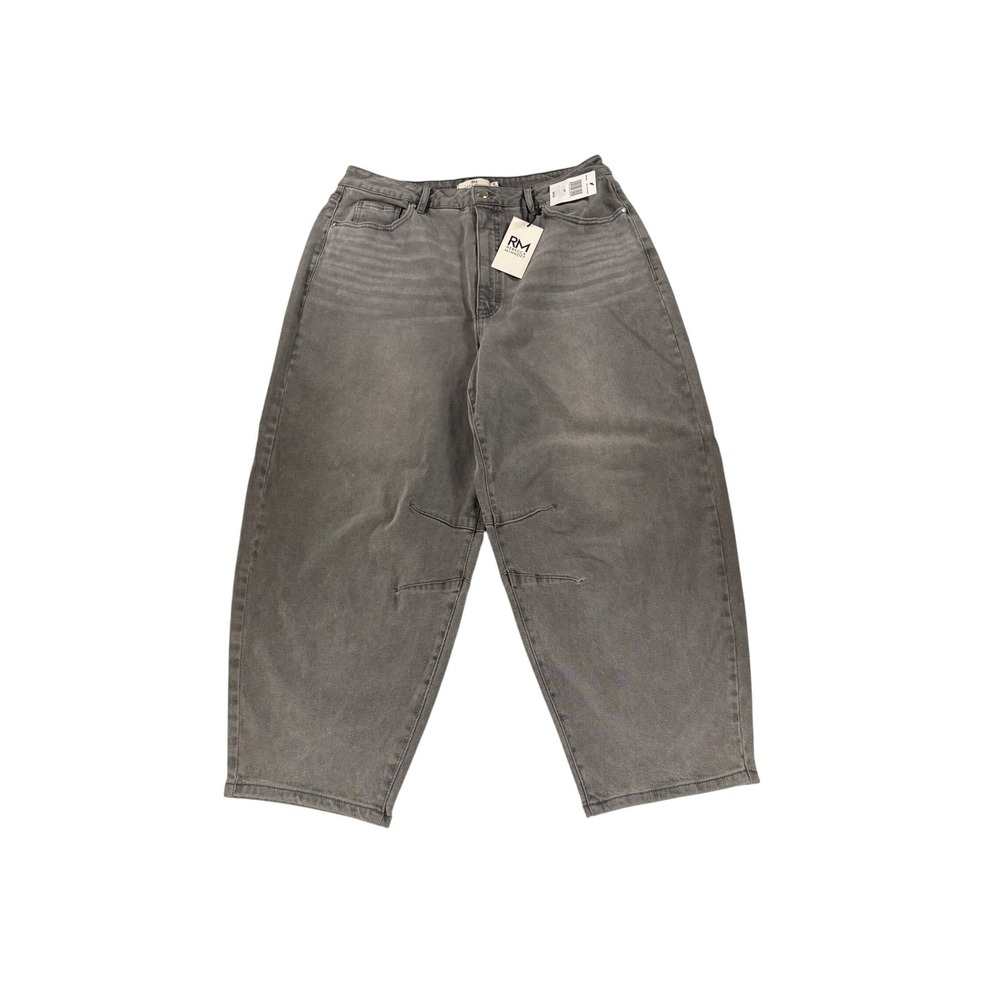 Rebecca Minkoff Barrel Jeans Womens 16 Gray Cloud Wash High Rise Stud Gem NWT